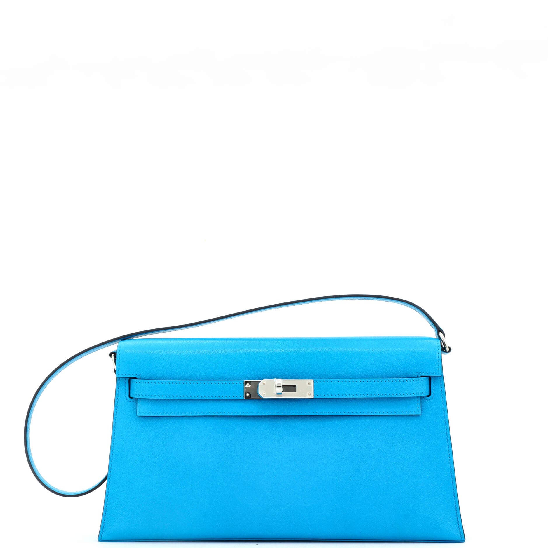 Pre-Owned Hermes Kelly Elan Shoulder Bag Chevre Chamkila, Main, color, Bleu Zanzibar