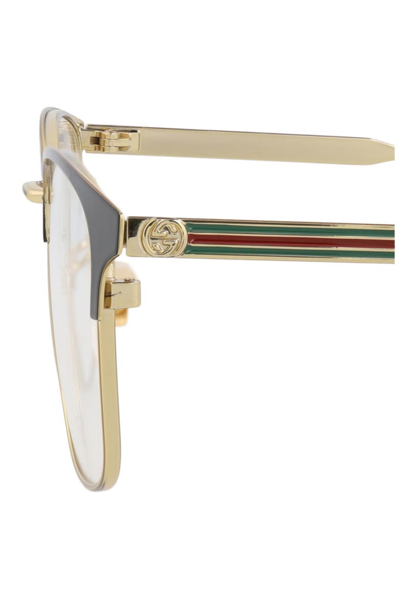 52mm Rectangle Optical Glasses, Alternate, color, BLACK GOLD TRANSPARENT