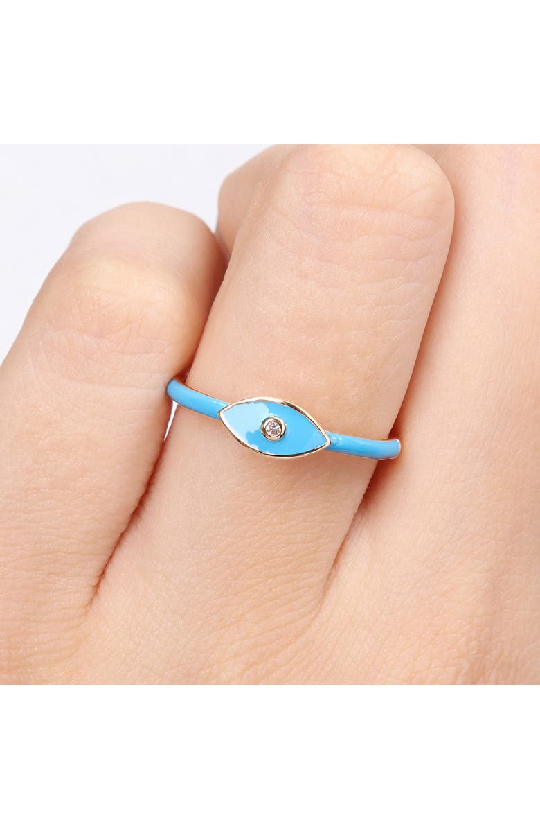 DELMAR Sterling Silver & Created White Sapphire Evil Eye Ring, Alternate, color, Blue