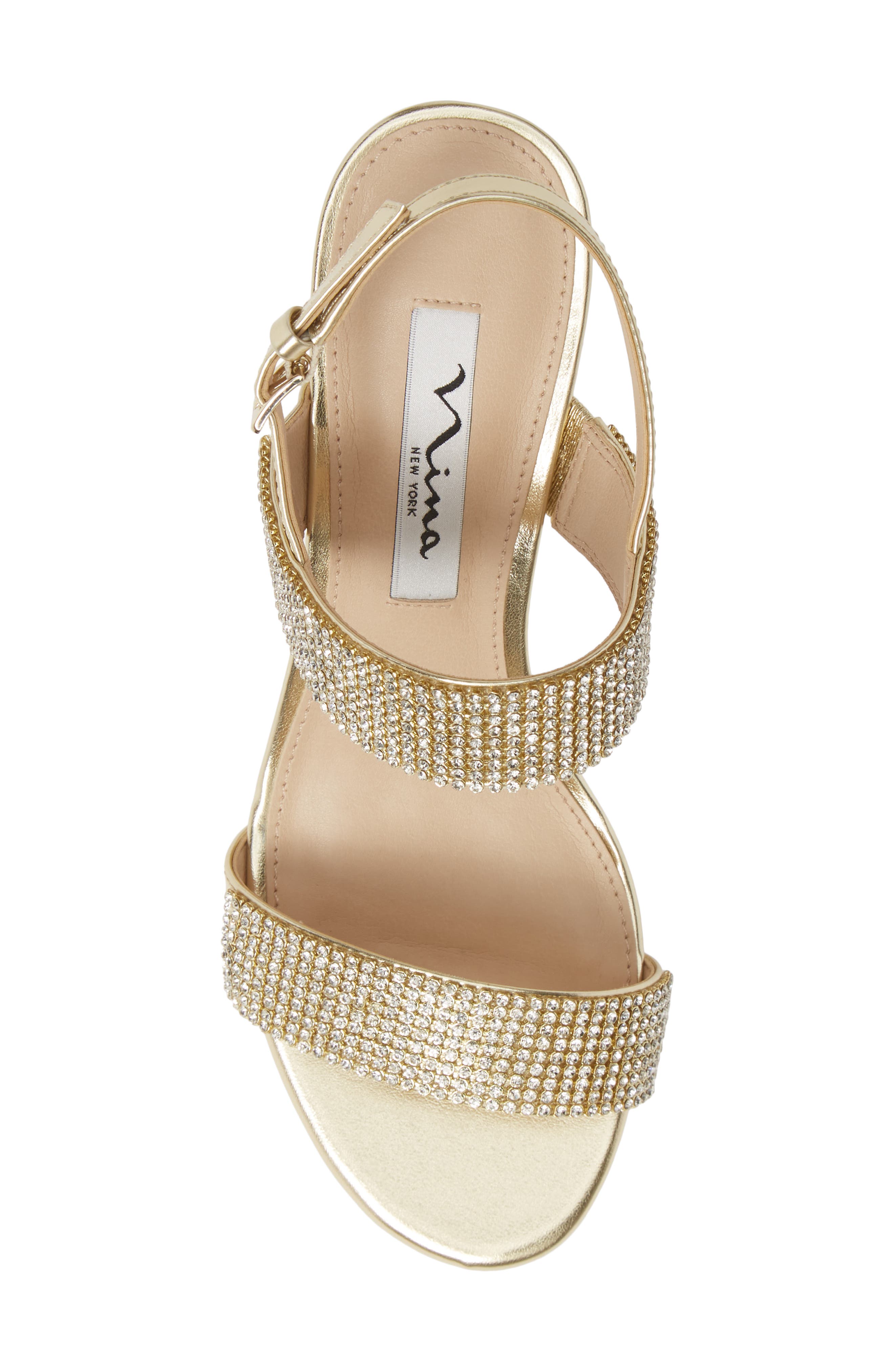 Naomi Crystal Embellished Sandal, Alternate, color, GOLD FAUX LEATHER