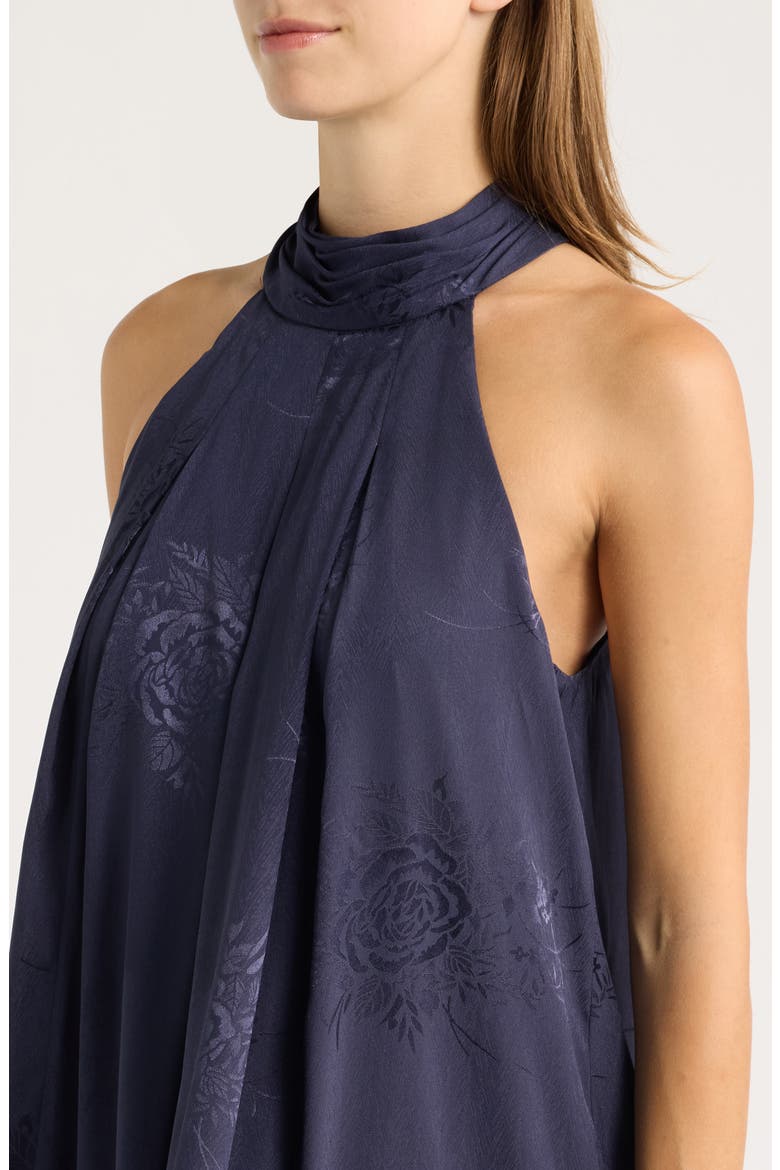 Feather Hem Sleeveless Swing Dress, Alternate, color, NAVY