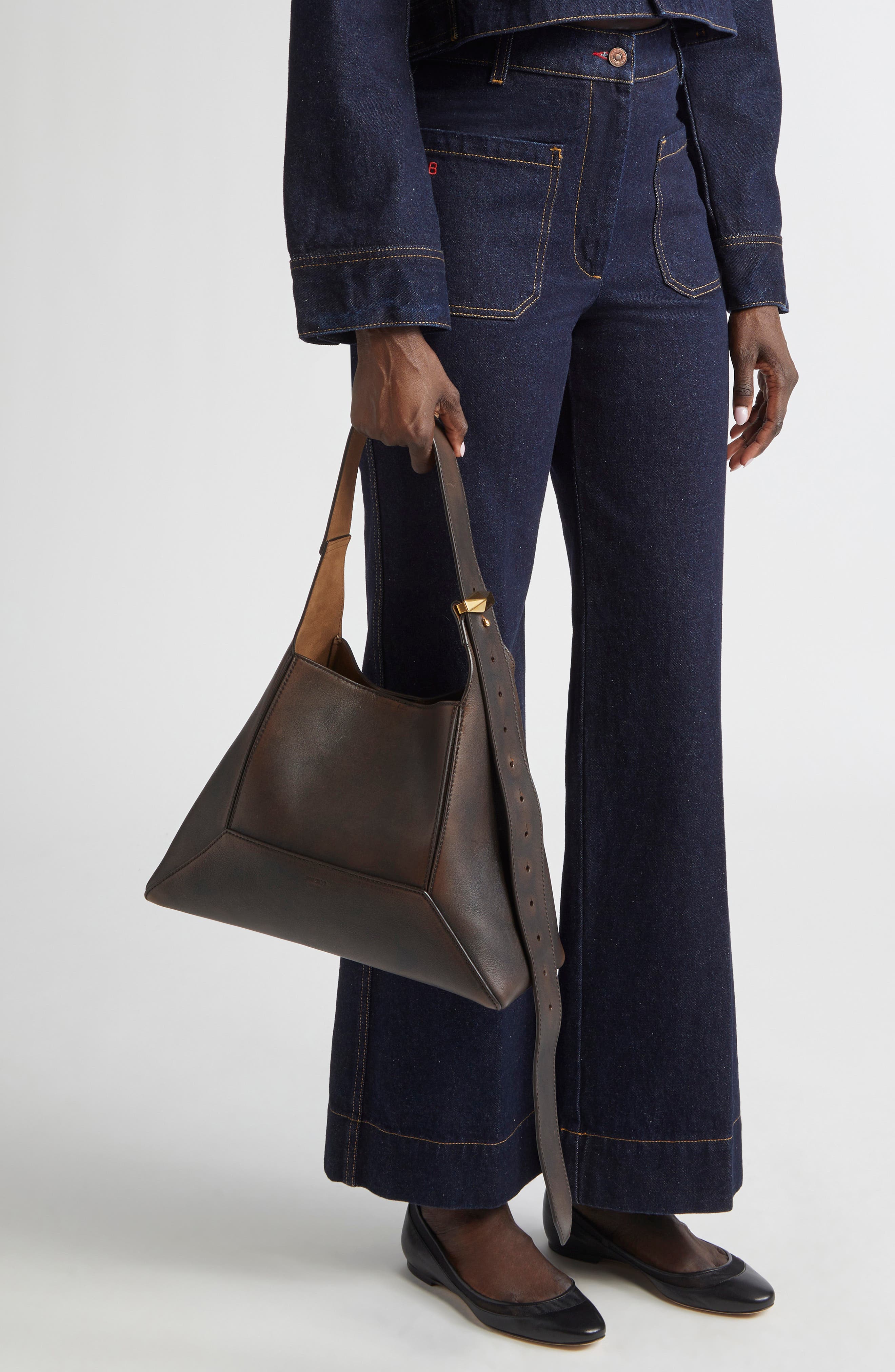 Jimmy Choo Medium Diamond Leather Hobo Bag, Alternate, color, Cognac/ Gold