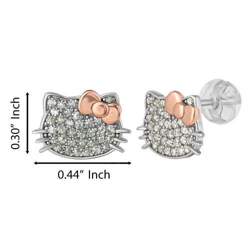 Hello Kitty White Sapphire Stud Earrings In Metallic