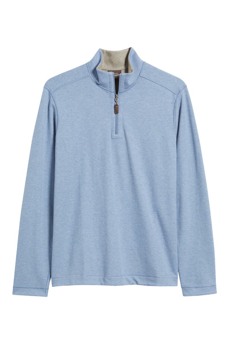 Icon Reversible Cotton Blend Quarter Zip Pullover, Alternate, color, LIGHT BLUE/ TAUPE