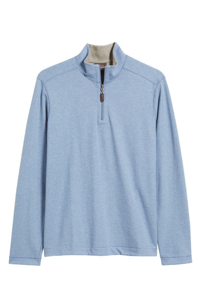 Johnston & Murphy Icon Reversible Cotton Blend Quarter Zip Pullover, Alternate, color, Light Blue/ Taupe