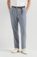 Brunello Cucinelli Cashmere and silk houndstooth flannel trousers with pleat