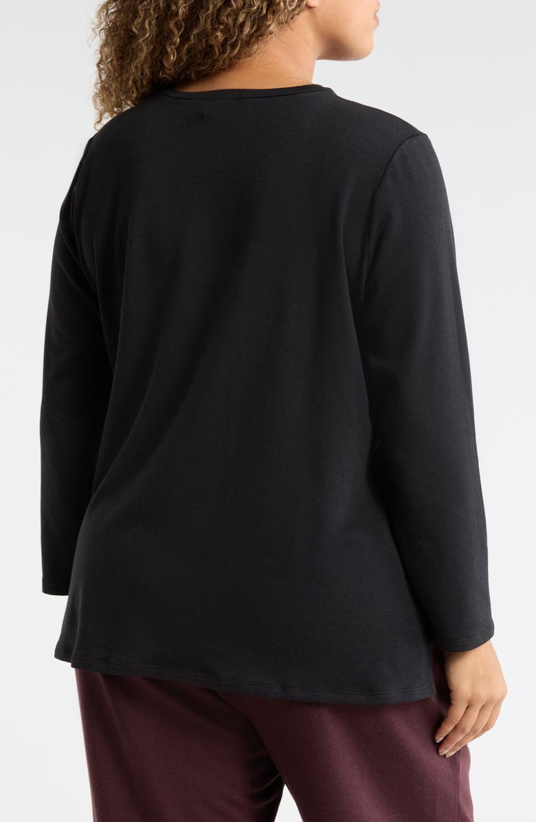 Eileen Fisher Crewneck Terry Tunic Top, Alternate, color, Black