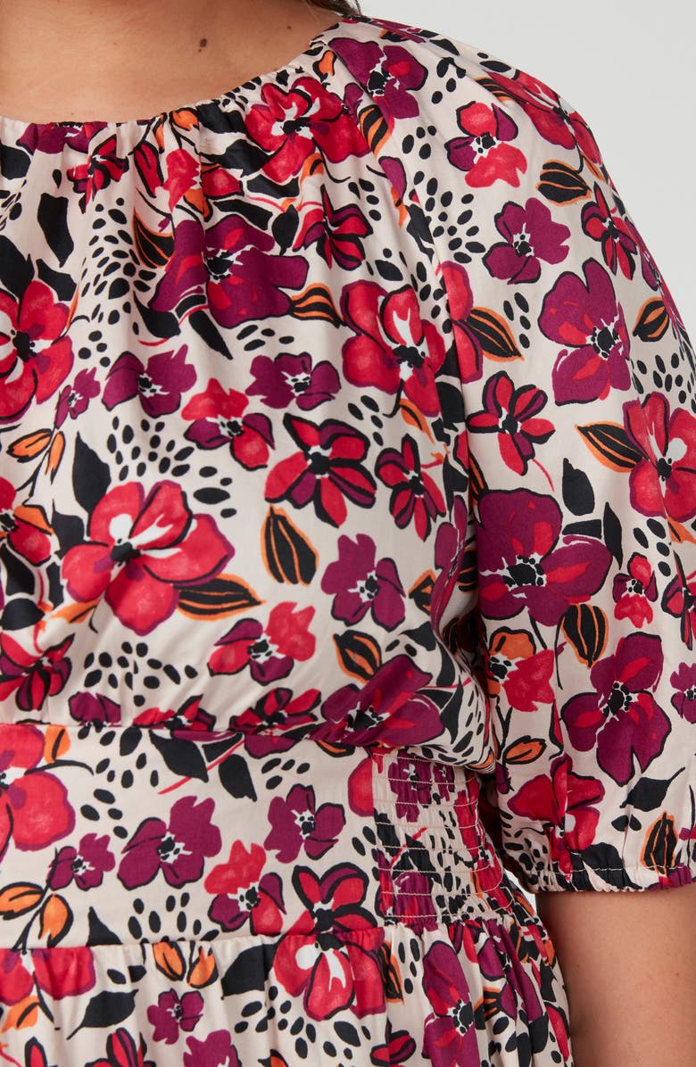 Estelle Buckingham Garden Cotton Sateen Midi Dress, Alternate, color, 