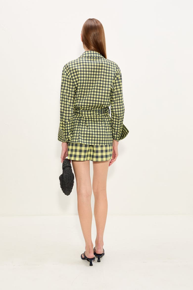 Anya Poplin Wrap Top, Alternate, color, Peridot/Ebony Gingham