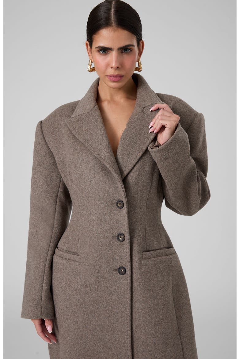Angela Padded Shoulder Long Coat, Alternate, color, HM05-BEIGE