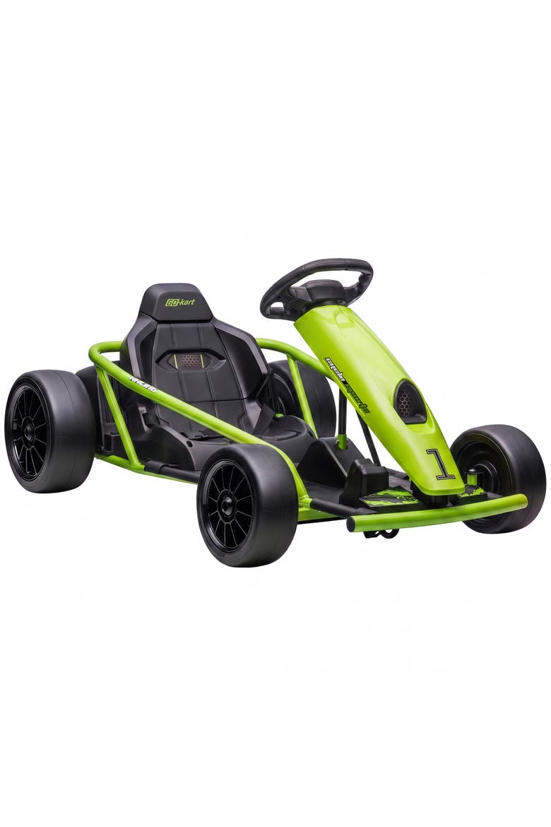 24V Drifting Electric Go Kart 8.1 MPH with Slow Start Music Horn Safety Belt, Main, color, Green
