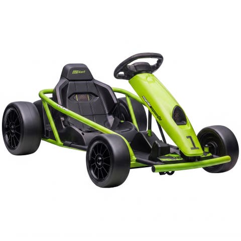 24V Drifting Electric Go Kart 8.1 MPH with Slow Start Music Horn Safety Belt