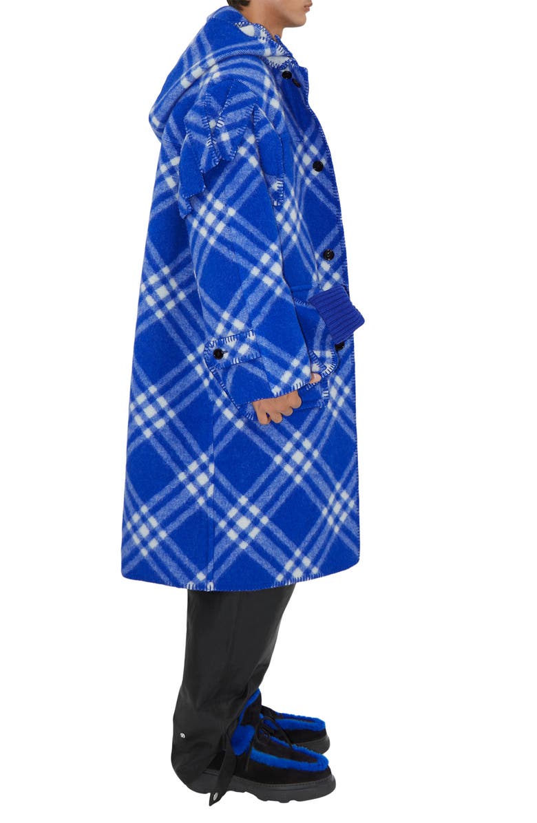 Burberry Bias Check Wool Duffle Cape, Alternate, color, 