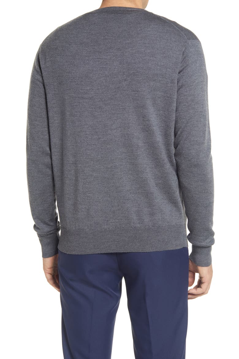 Crown Wool & Silk V-Neck Sweater, Alternate, color, CHARCOAL