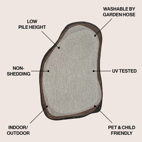 Jonathan Y Wyatt Modern Rustic Abstract Indoor/outdoor Shaped Area Rug In Gray/black