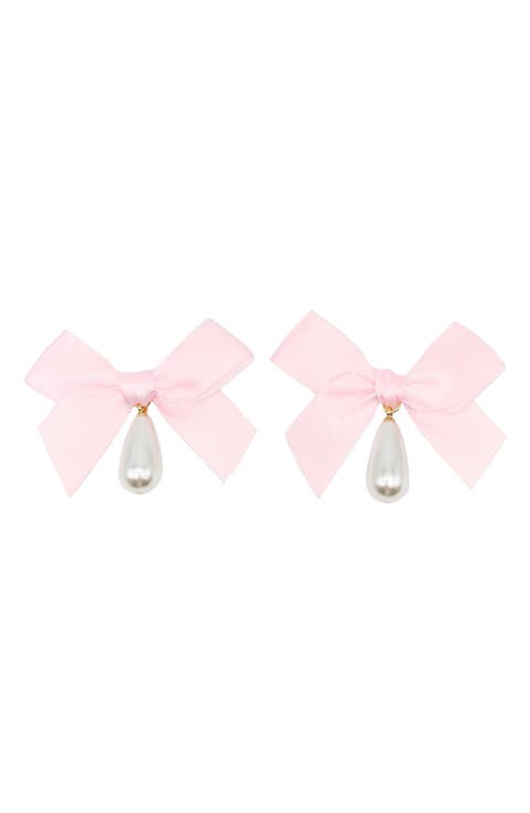 Bow Imitation Pearl Drop Earrings