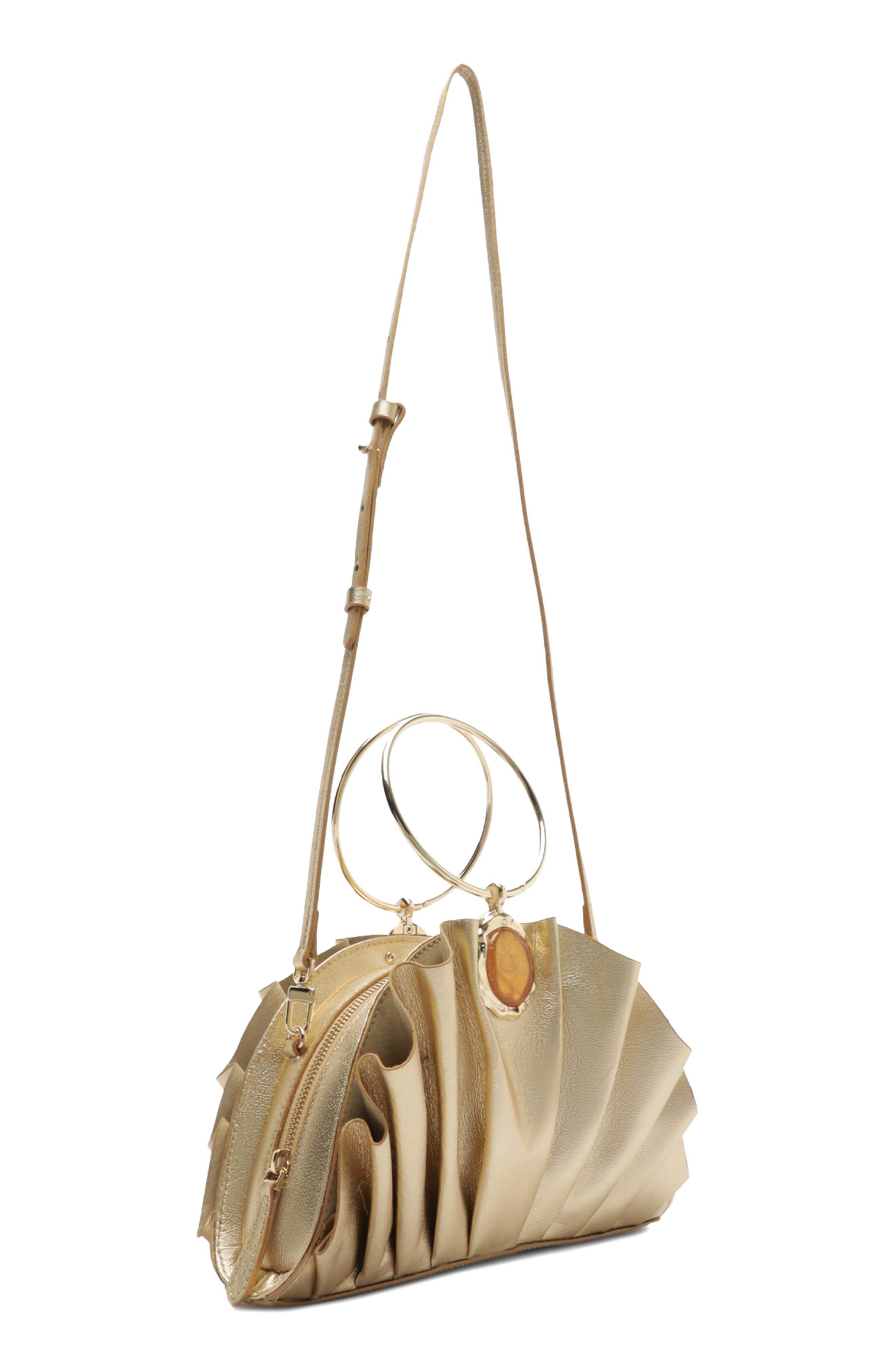 Arezzo Small Ravena Leather Clutch, Alternate, color, Platino