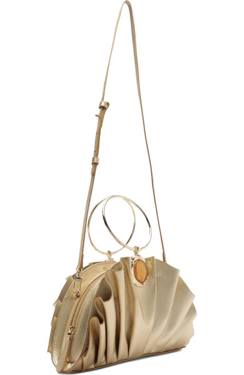 Arezzo Small Ravena Leather Clutch, Alternate, color, Platino