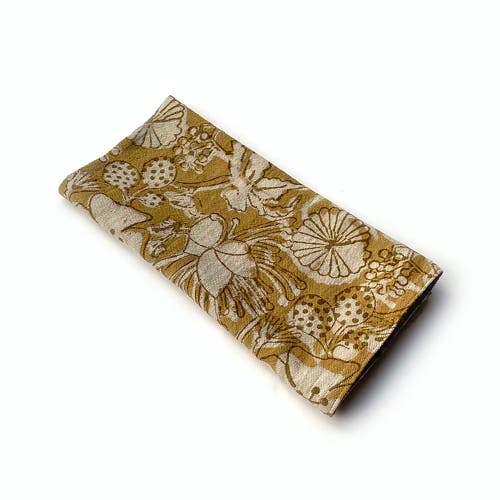 Ichcha Hand Block Print Cotton Napkins In Gold