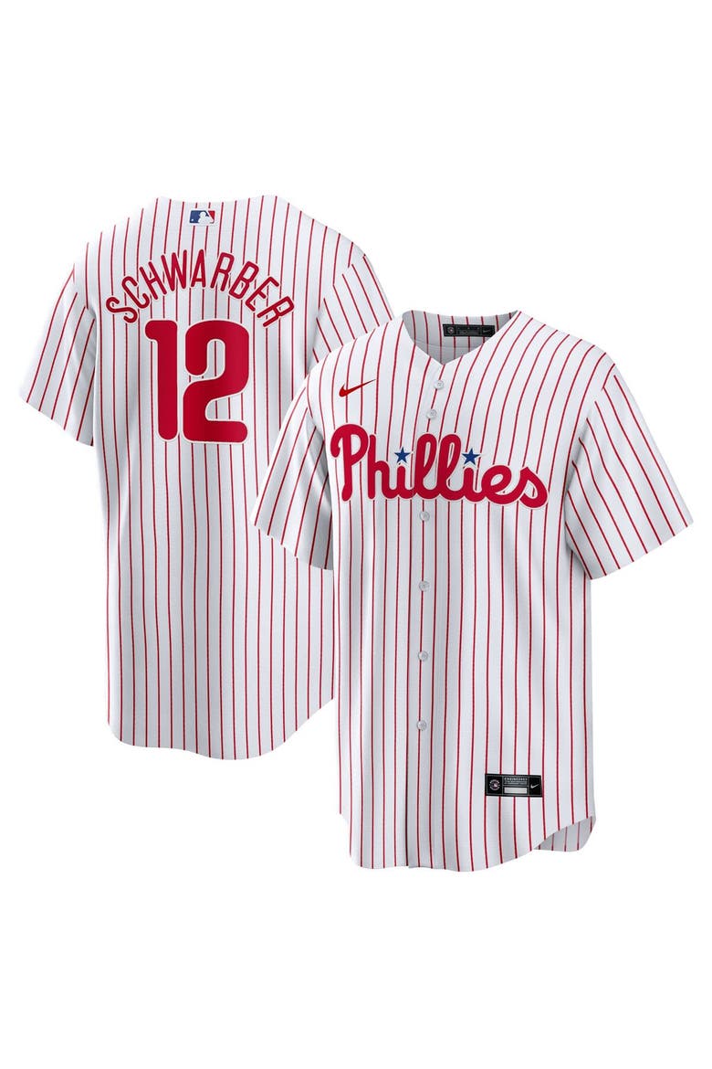 Men's Nike Kyle Schwarber White Philadelphia Phillies Replica Player Jersey, Alternate, color, White
