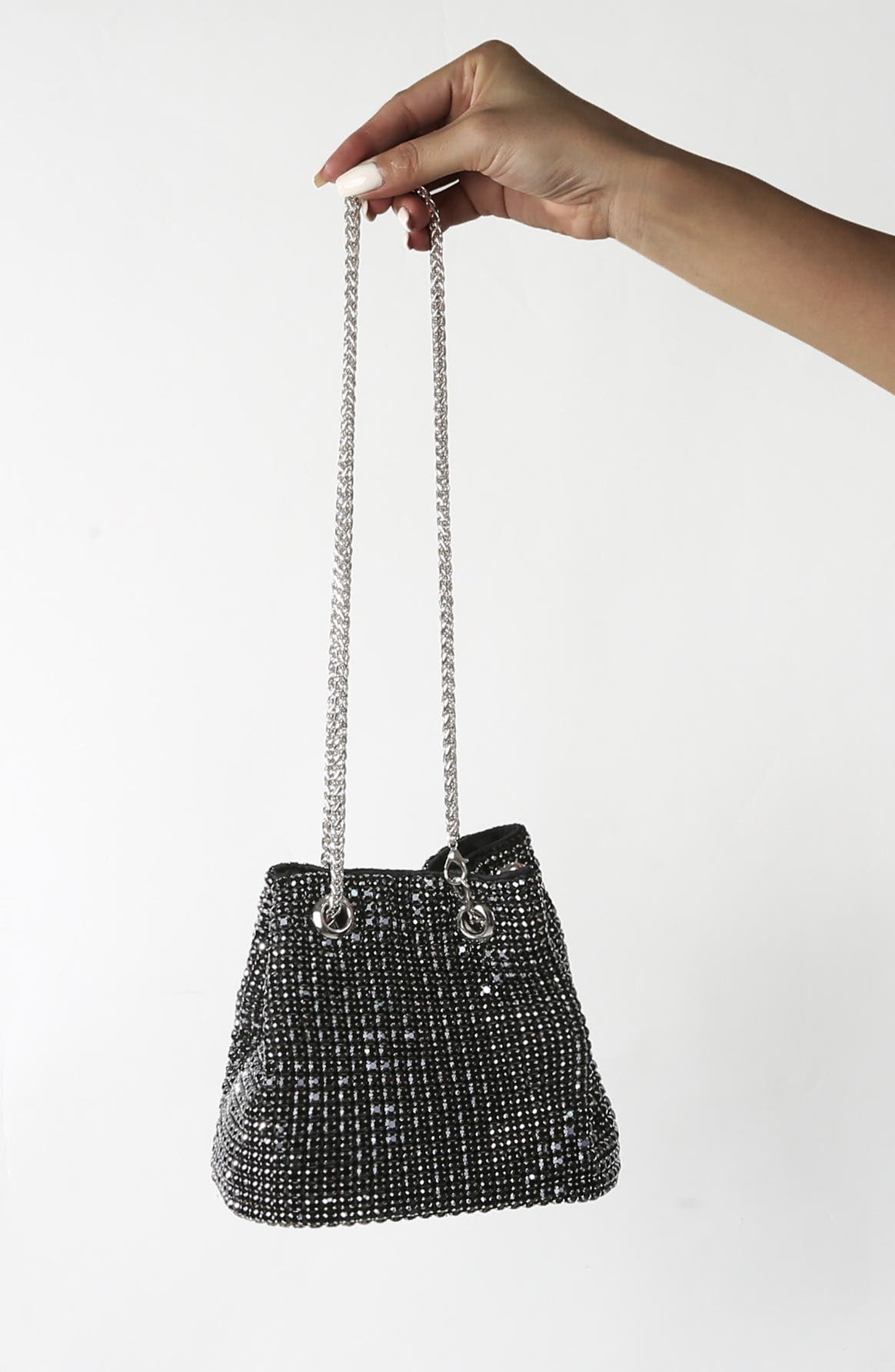 BERNESS Rhinestone Bucket Bag, Alternate, color, Black