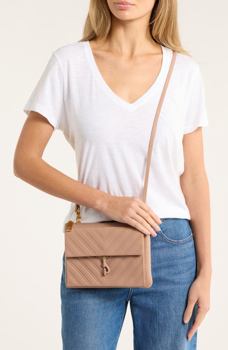 Rebecca Minkoff Edie Embossed Crossbody Bag, Alternate, color, Blushing