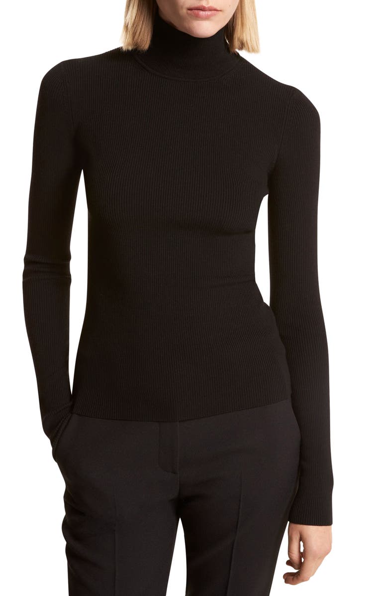 Michael Kors Collection Merino Wool Blend Rib Turtleneck Sweater, Main, color, 