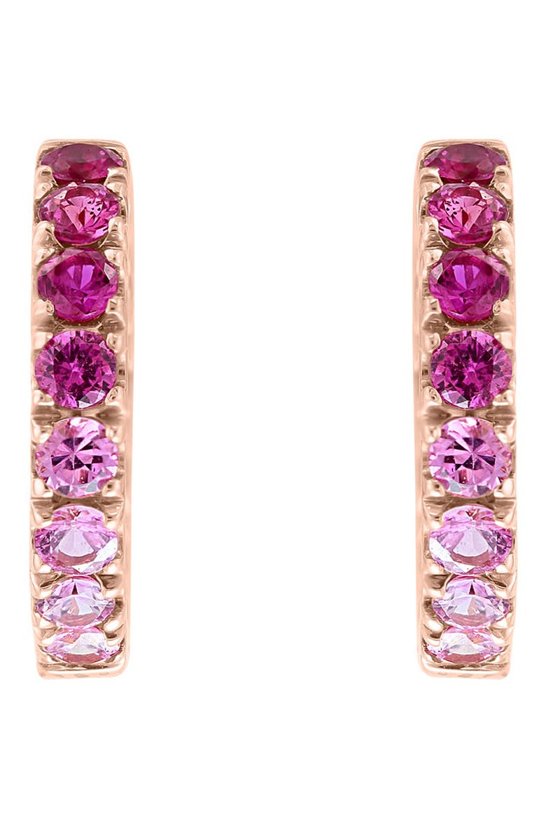 14K Gold Natural Sapphire Hoop Earrings, Main, color, MULTI
