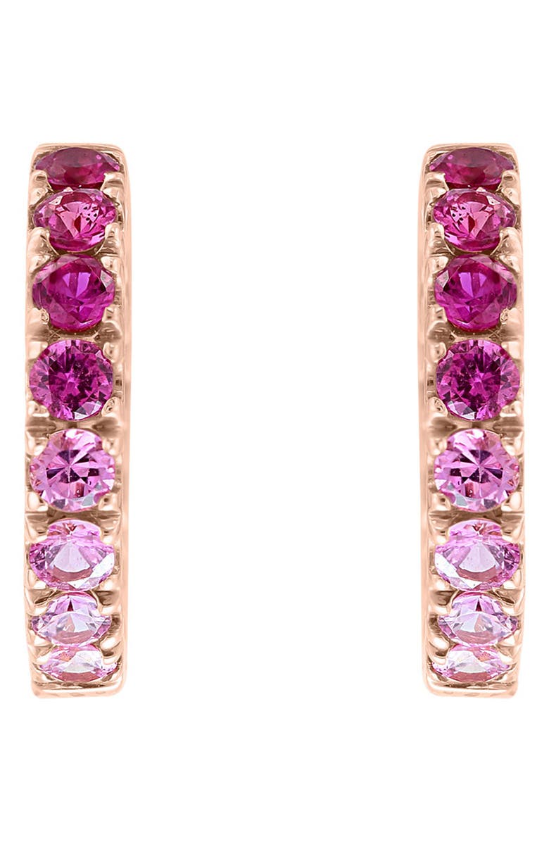 EFFY 14K White Gold Natural Sapphire Hoop Earrings, Main, color, Multi