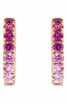 EFFY 14K White Gold Natural Sapphire Hoop Earrings