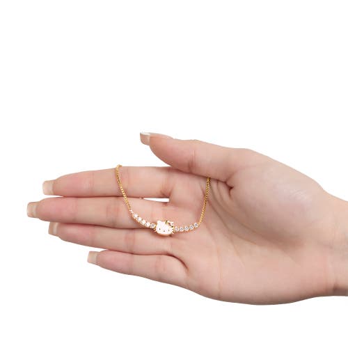 Hello Kitty Sally Rose 925 Yg Plt Cz  Lariat Bracelet In Gold