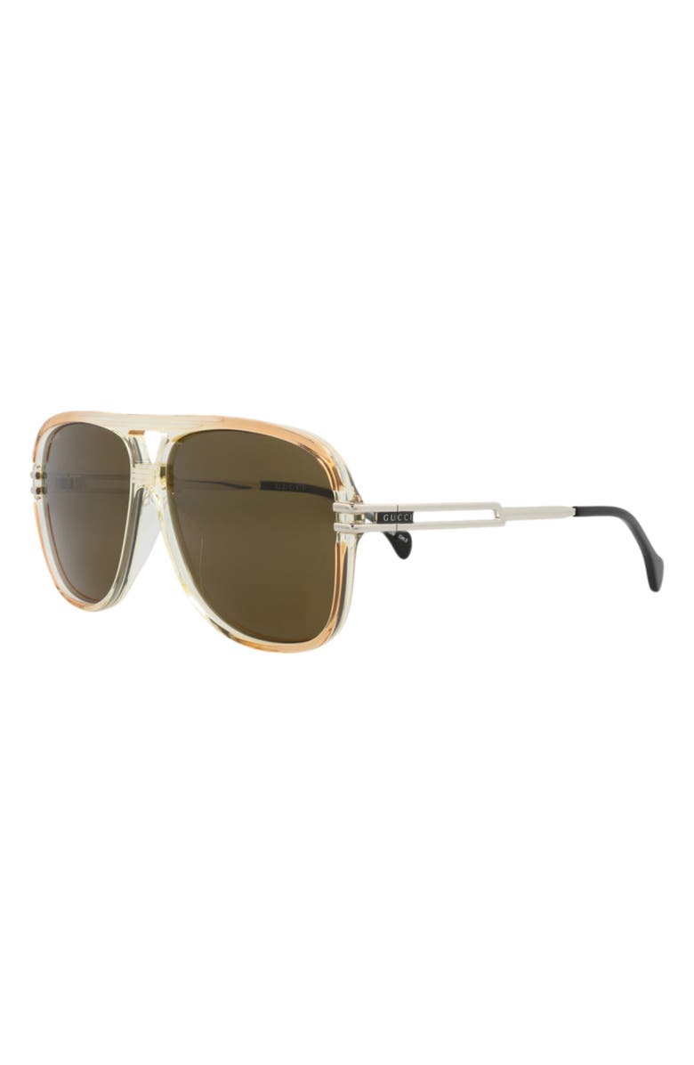 Gucci 63mm Aviator Sunglasses, Alternate, color, Orange Silver Brown