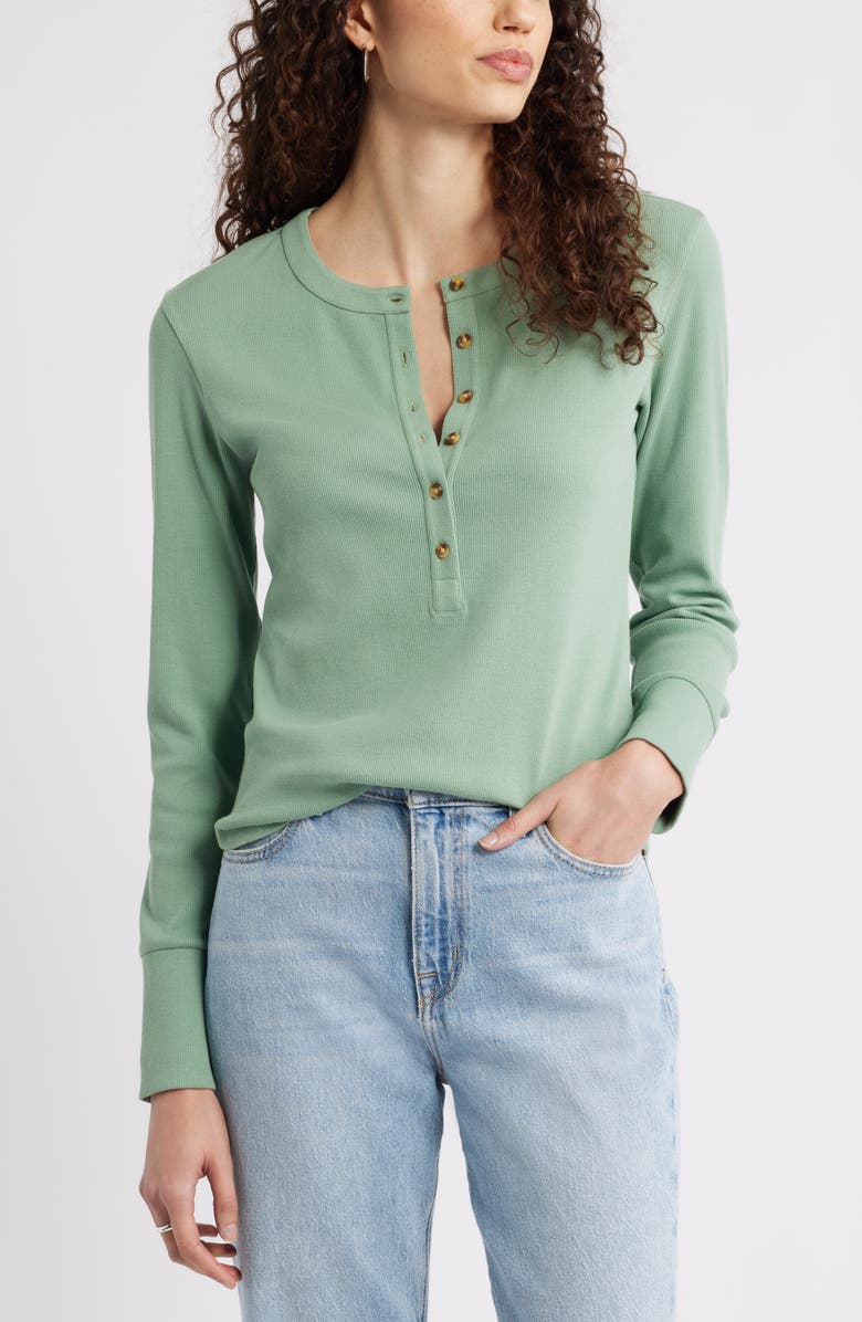 Caslon<sup>®</sup> Rib Henley, Main, color, Green Hedge