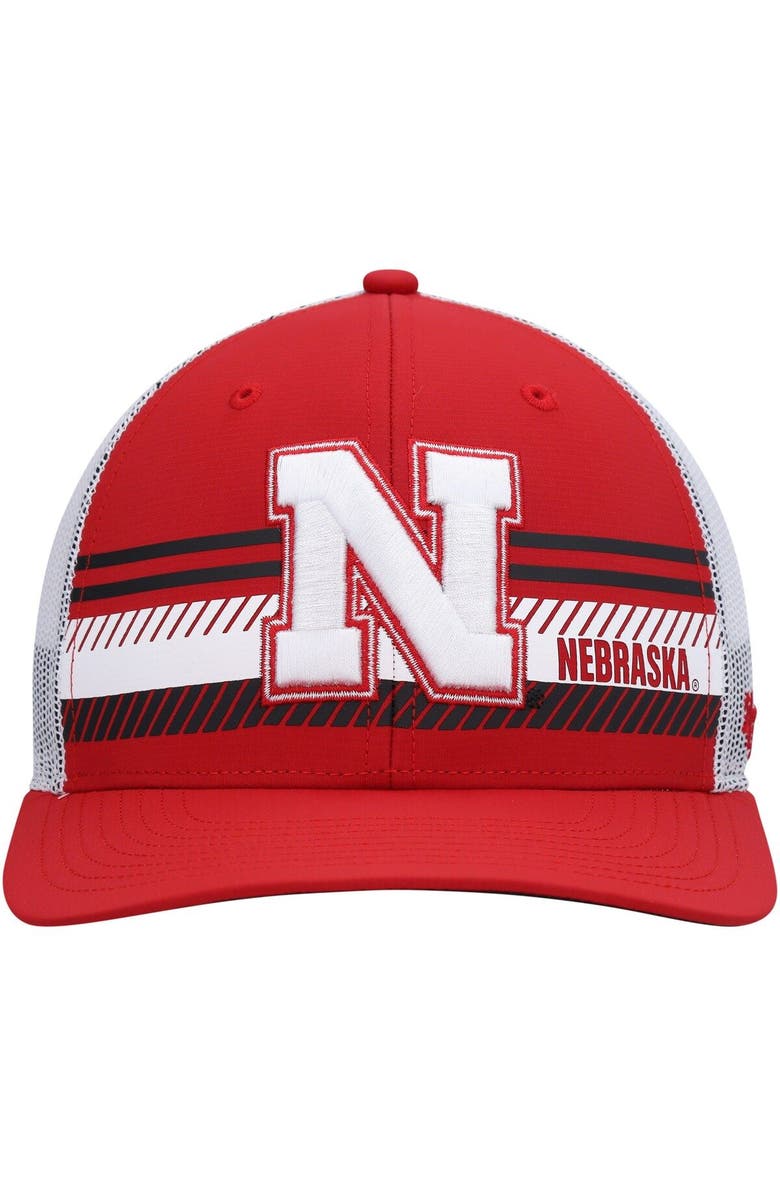'47 Men's '47 Scarlet/White Nebraska Huskers Cumberland Trucker Snapback Hat, Alternate, color, 