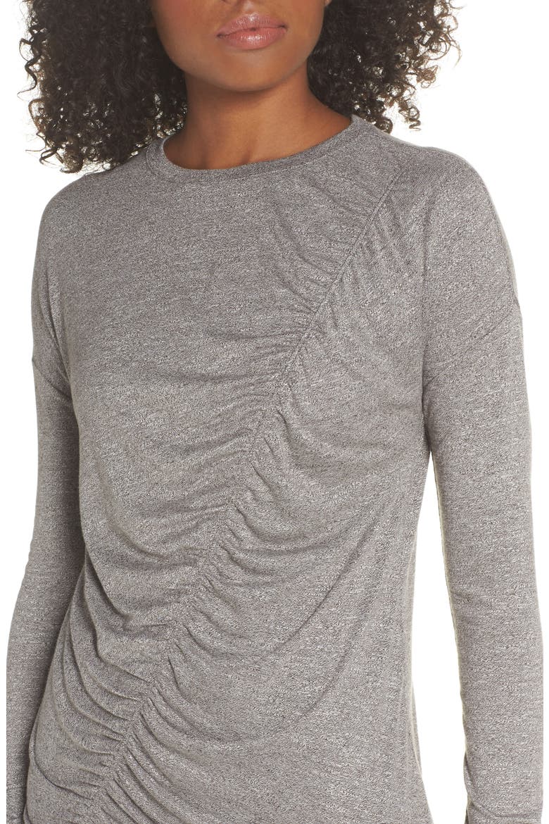 So Graceful Ruched Tee, Alternate, color, GREY DARK HEATHER