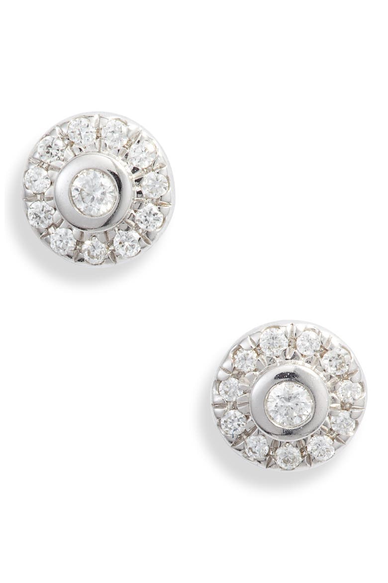 Designs Lauren Joy Mini Diamond Disc Stud Earrings, Main, color, WHITE GOLD