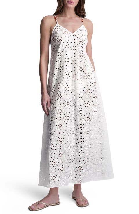 Eyelet V-Neck Cover Up Maxi Dress