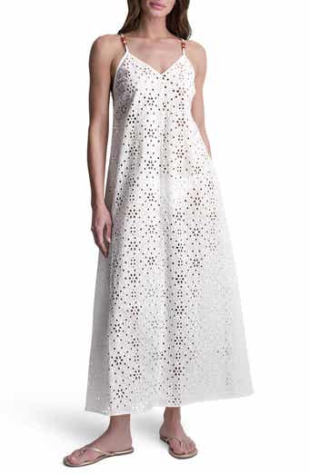 Eyelet V-Neck Cover Up Maxi Dress