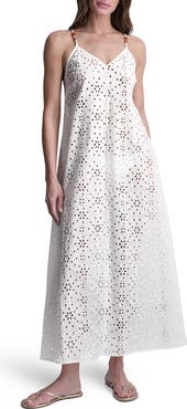 DKNY Eyelet V-Neck Cover Up Maxi Dress