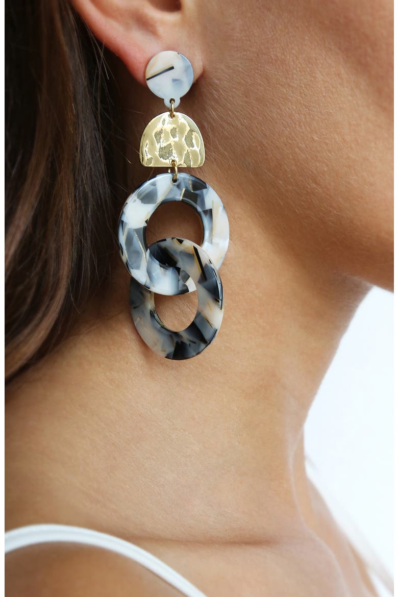 Linked Hoop Earrings, Alternate, color, BEIGE/ GOLD