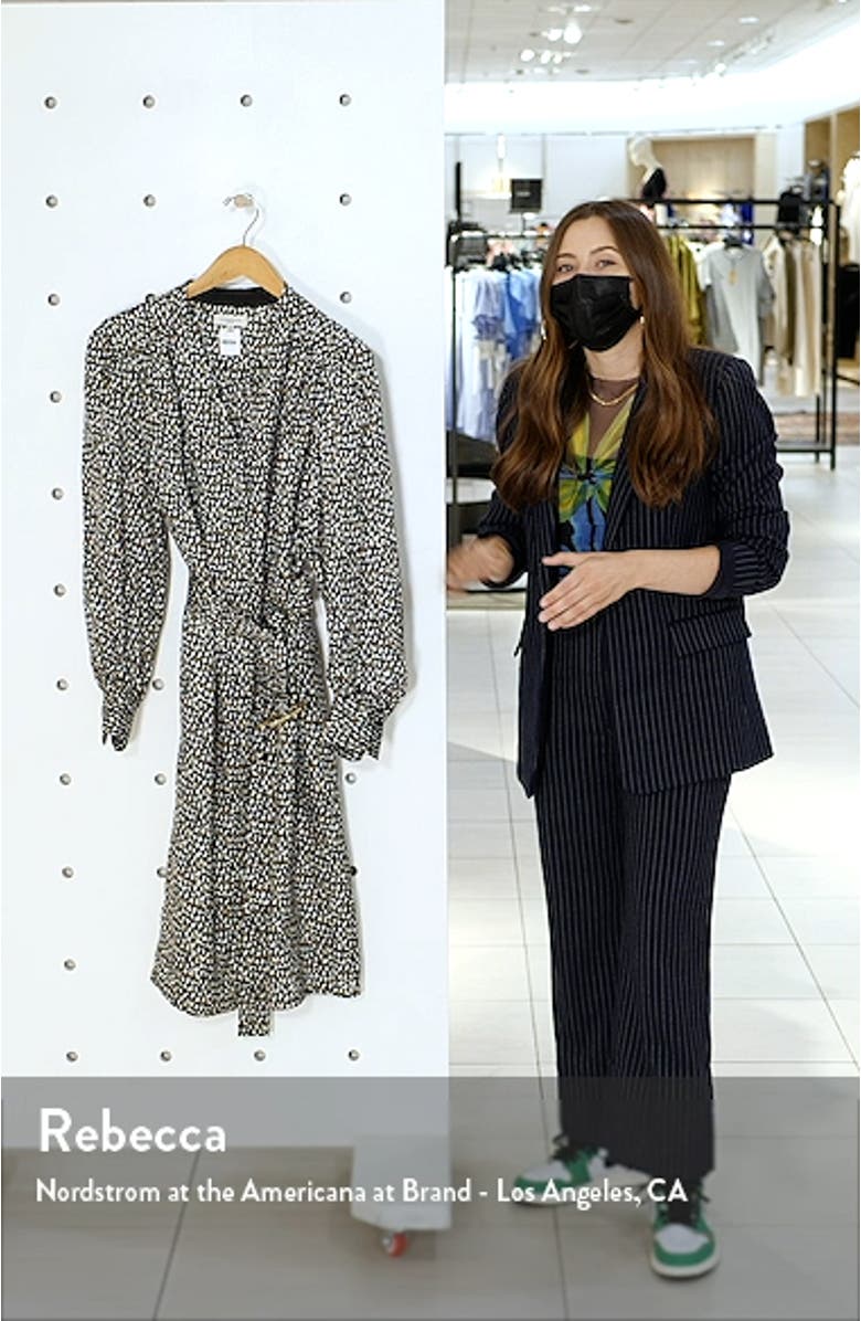 Clementine Brushstroke Print Long Sleeve Silk Dress, sales video thumbnail