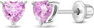 In Season Jewelry Cubic Zirconia Birthstone Heart Solitaire Earrings
