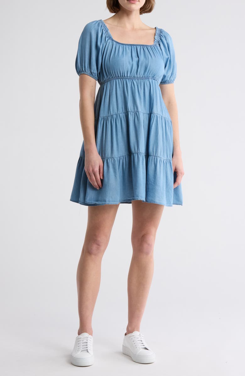 Blu Pepper Puff Sleeve Tiered Dress, Main, color,