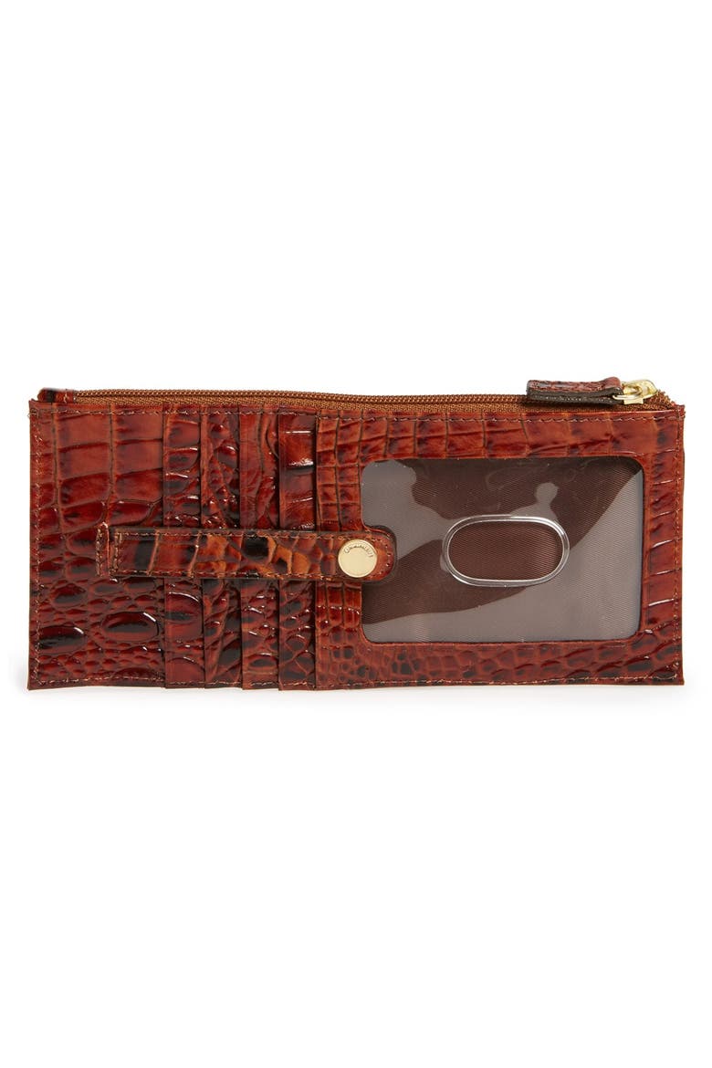 Melbourne Croc Embossed Leather Card Wallet, Alternate, color, PECAN