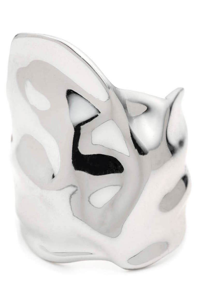Crumpled Asymmetric Statement Ring, Alternate, color, SILVER