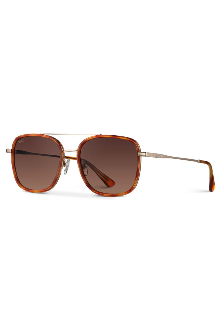 Gia - 54mm Oversized Square Aviator Polarized Sunglasses, Alternate, color, Sunset Tortoise