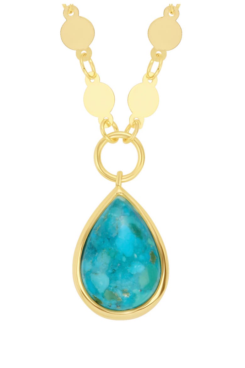 Flat Disc Turquoise Pendant Necklace, Alternate, color, TURQUOISE/ GOLD