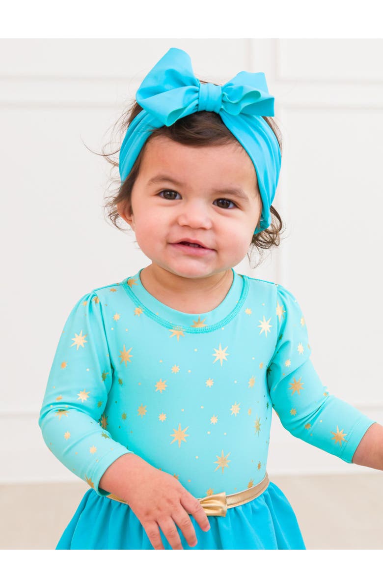 RuffleButts Girls UPF50+ Shimmer Swim Bow Headband, Alternate, color, Bright Aqua