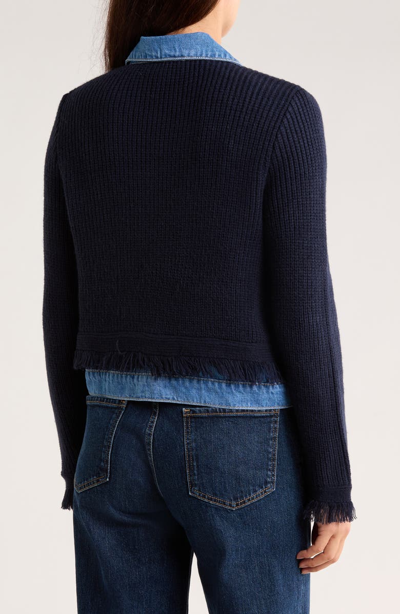 NVLT Denim Collar Cardigan, Alternate, color, Navy