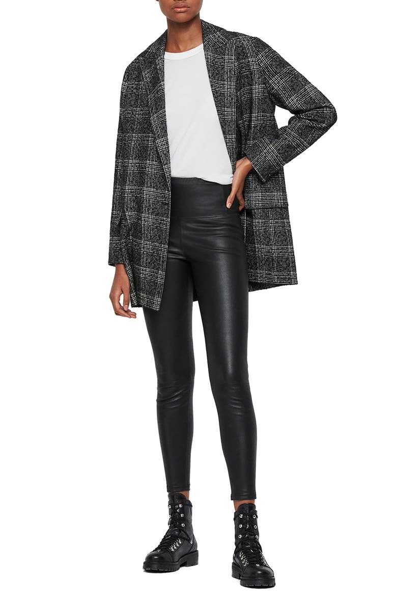 AllSaints Cora Lambskin Leather Leggings, Alternate, color, 